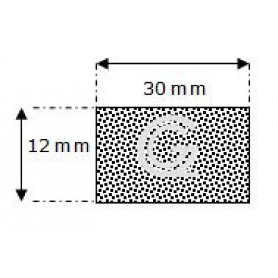 Rechthoekig mosrubber snoer | 12 x 30 mm | per meter